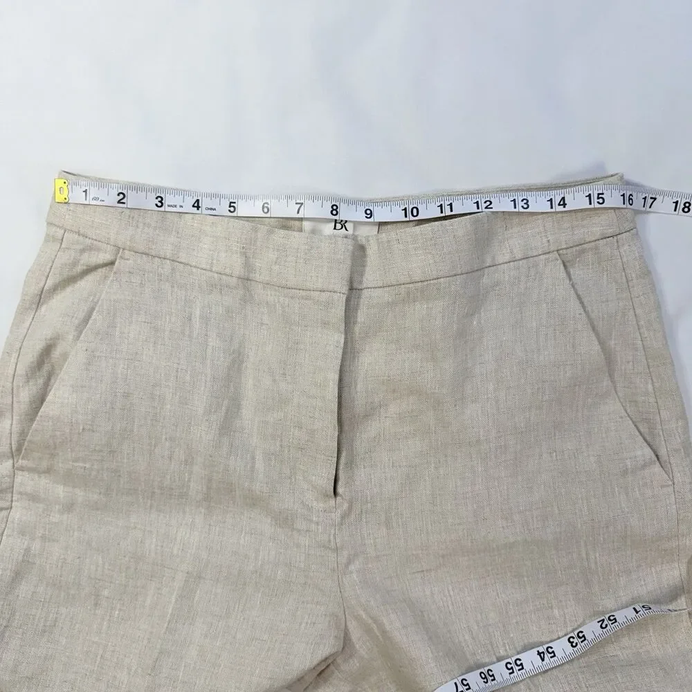 Banana Republic High Rise Slim Ankle Linen Trousers Size 10 Beige Minimalist NWT